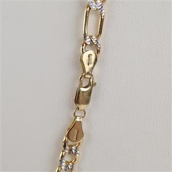 10kt Gold Two-tone Hollow Figaro Chain Necklace