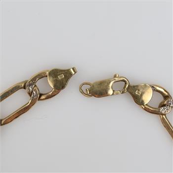 10kt Gold Two-tone Hollow Link ID Bracelet