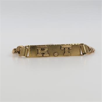 10kt Gold Two-tone Hollow Link ID Bracelet
