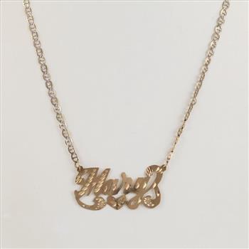 10kt Gold Two-tone ID Pendant Necklace