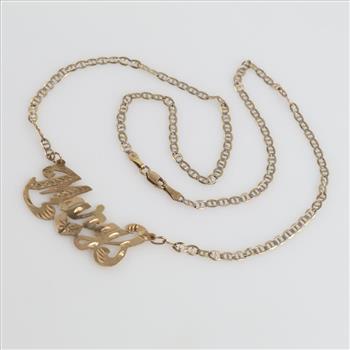 10kt Gold Two-tone ID Pendant Necklace