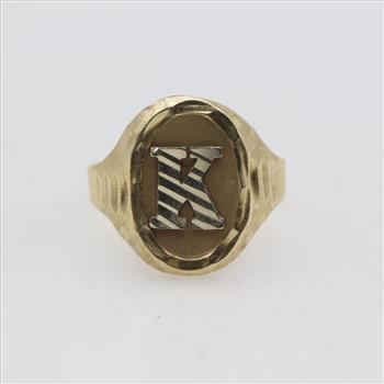 10kt Gold Two-tone Letter K Ring