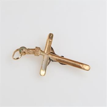 10kt Gold Two-tone Semi-hollow Cross Pendant
