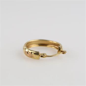 10kt Gold Two-tone Semi-hollow Hoop Earring