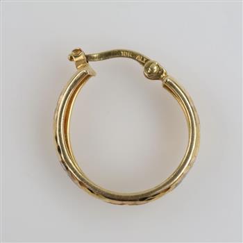 10kt Gold Two-tone Semi-hollow Hoop Earring