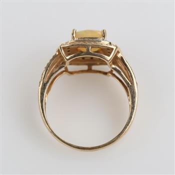 10kt Gold Two-tone Yellow Stone Diamond Accent Ring