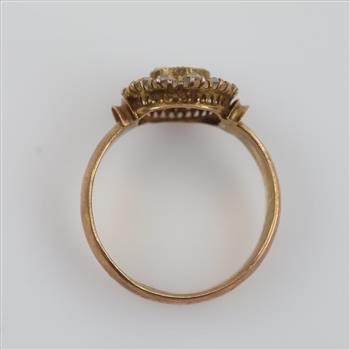 10kt Gold White Stone Clear Stone Accent Hollow Ring