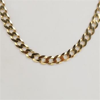 10kt Gold Wide Beveled Curb Link Necklace
