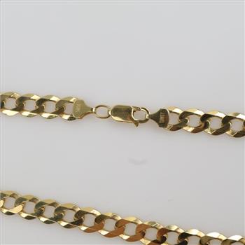 10kt Gold Wide Beveled Curb Link Necklace