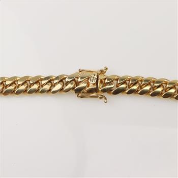 10kt Gold Wide Curb Link Necklace Chain-Evaluated By Our Certified Gemologist-AGS/GIA