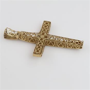 10kt Gold Yellow Stone Cross Pendant