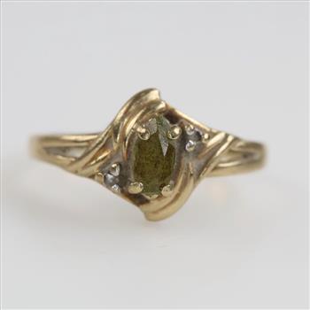 10kt Gold Yellow Stone Diamond Accent Ring