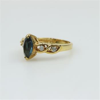 10kt GP Blue Stone And Clear Stone Ring