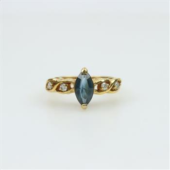 10kt GP Blue Stone And Clear Stone Ring