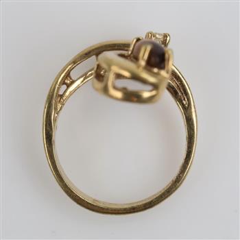 10kt GP Brown & Clear Stone Ring