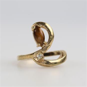 10kt GP Brown & Clear Stone Ring