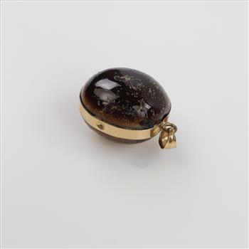 10kt GP Brown Stone Initial Pendant