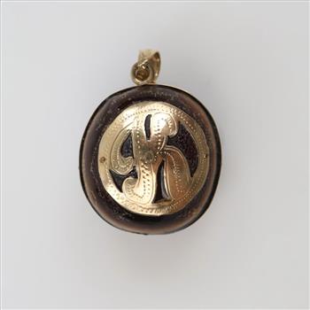 10kt GP Brown Stone Initial Pendant