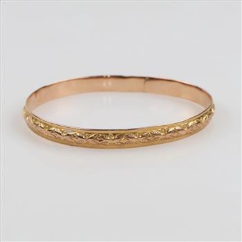 10kt GP Carved Bangle Bracelet