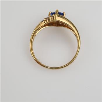 10kt GP Clear And Blue Stone Class Ring