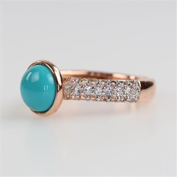 10kt GP Clear And Teal Stone Ring