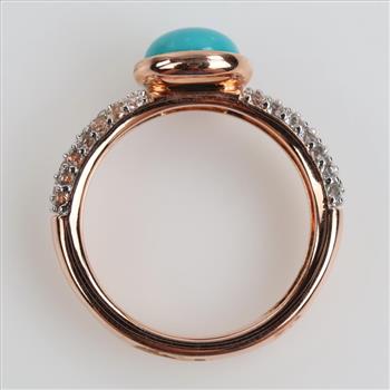 10kt GP Clear And Teal Stone Ring