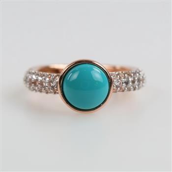 10kt GP Clear And Teal Stone Ring