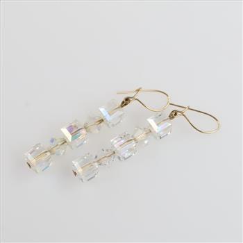 10kt GP Clear Bead Dangle Earrings