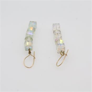 10kt GP Clear Bead Dangle Earrings