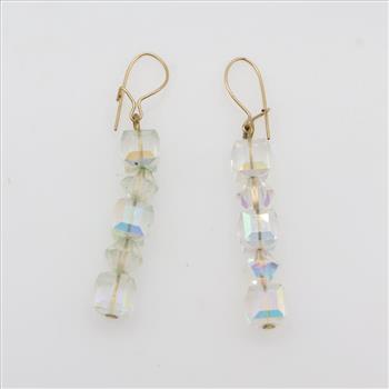 10kt GP Clear Bead Dangle Earrings