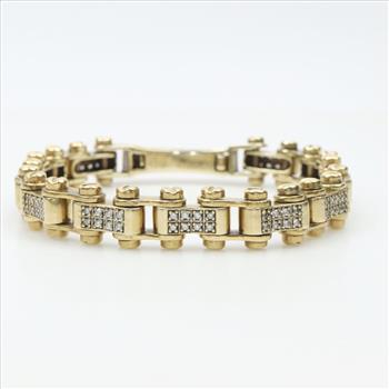 10kt GP Clear Stone Bike Chain Bracelet