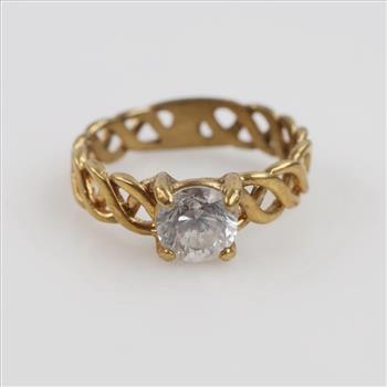 10kt GP Clear Stone Celtic Knott Ring