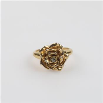 10kt GP Clear Stone Flower Ring