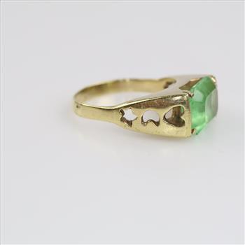 10kt GP Green Stone Cut-out Ring