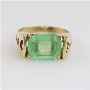 10kt GP Green Stone Cut-out Ring