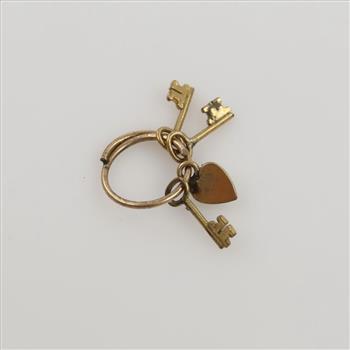 10kt GP Heart & Keys Charm Pendant