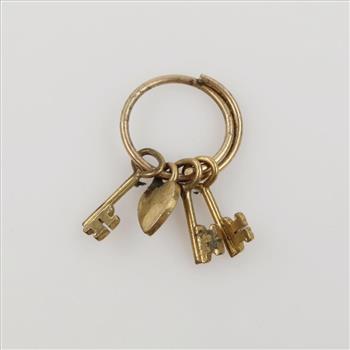 10kt GP Heart & Keys Charm Pendant