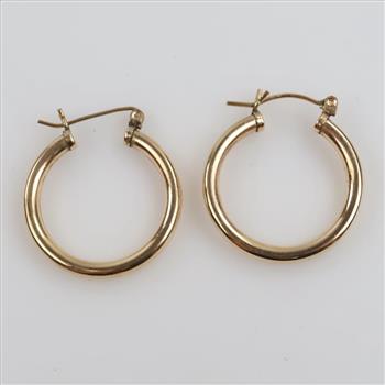 10kt GP Hollow Hoop Earrings