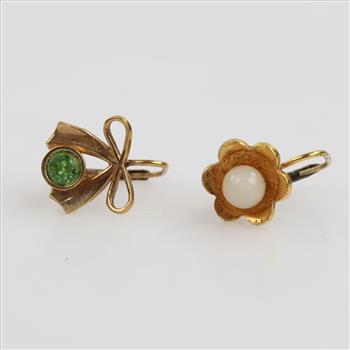 10kt GP Mismatched Earrings, 2 Pieces