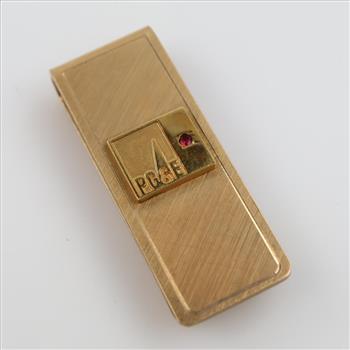 10kt GP Money Clip Red Stone Accent