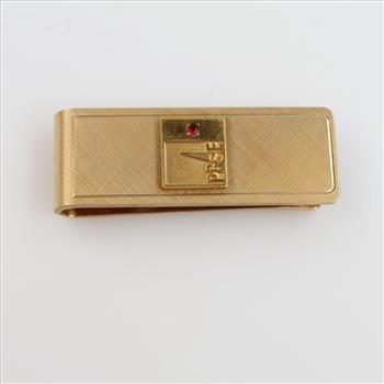 10kt GP Money Clip Red Stone Accent
