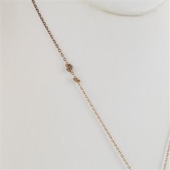 10kt GP Necklace With Oval Flower Pendant