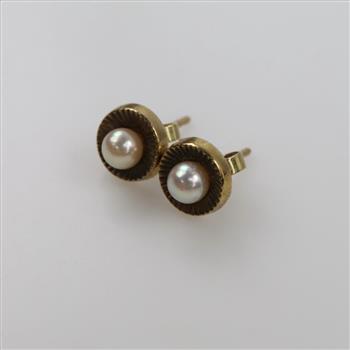 10kt GP Pearl Stud Earrings