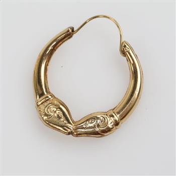 10kt GP Rams Head Hollow Hoop Earring