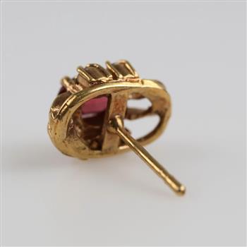 10kt GP Red & Clear Stone Stud Earring