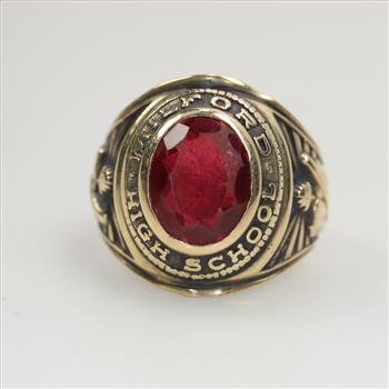 10kt GP Red Spinel Class Ring