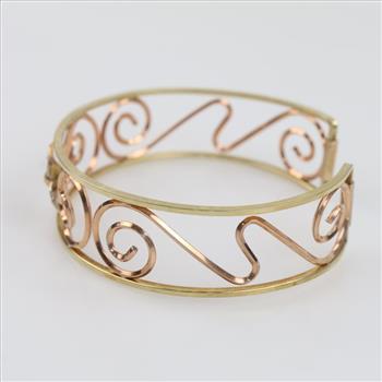 10kt GP Two-tone Filigree Cuff Bracelet