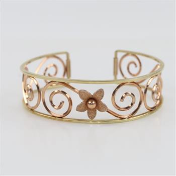 10kt GP Two-tone Filigree Cuff Bracelet