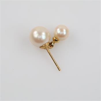 10kt GP White Bead Earring
