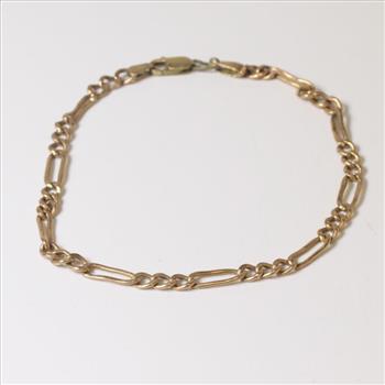 10kt Rose Gold 2.4g Figaro Chain Bracelet